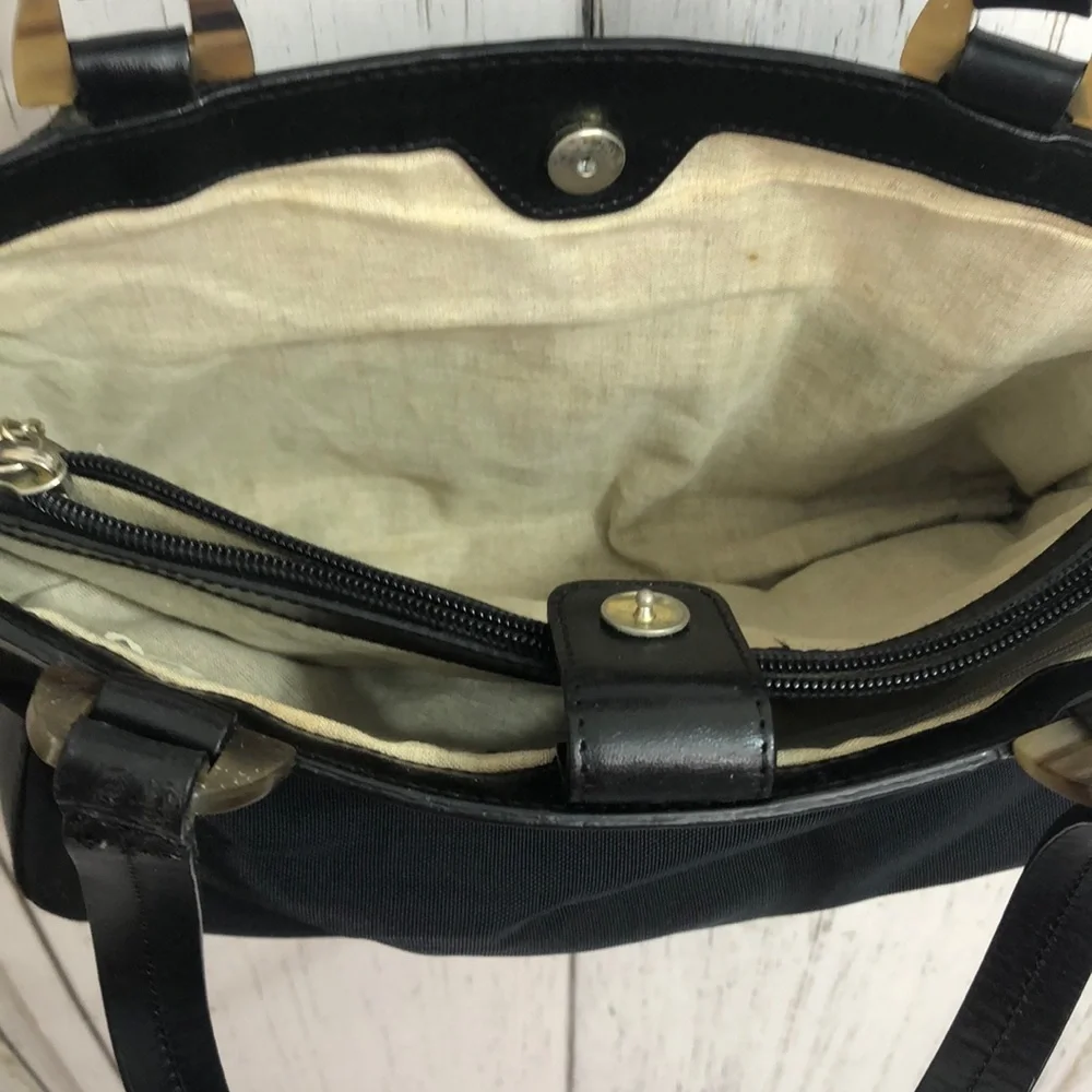 🌻 Tommy Bahama Black Canvas & Vegan Handbag